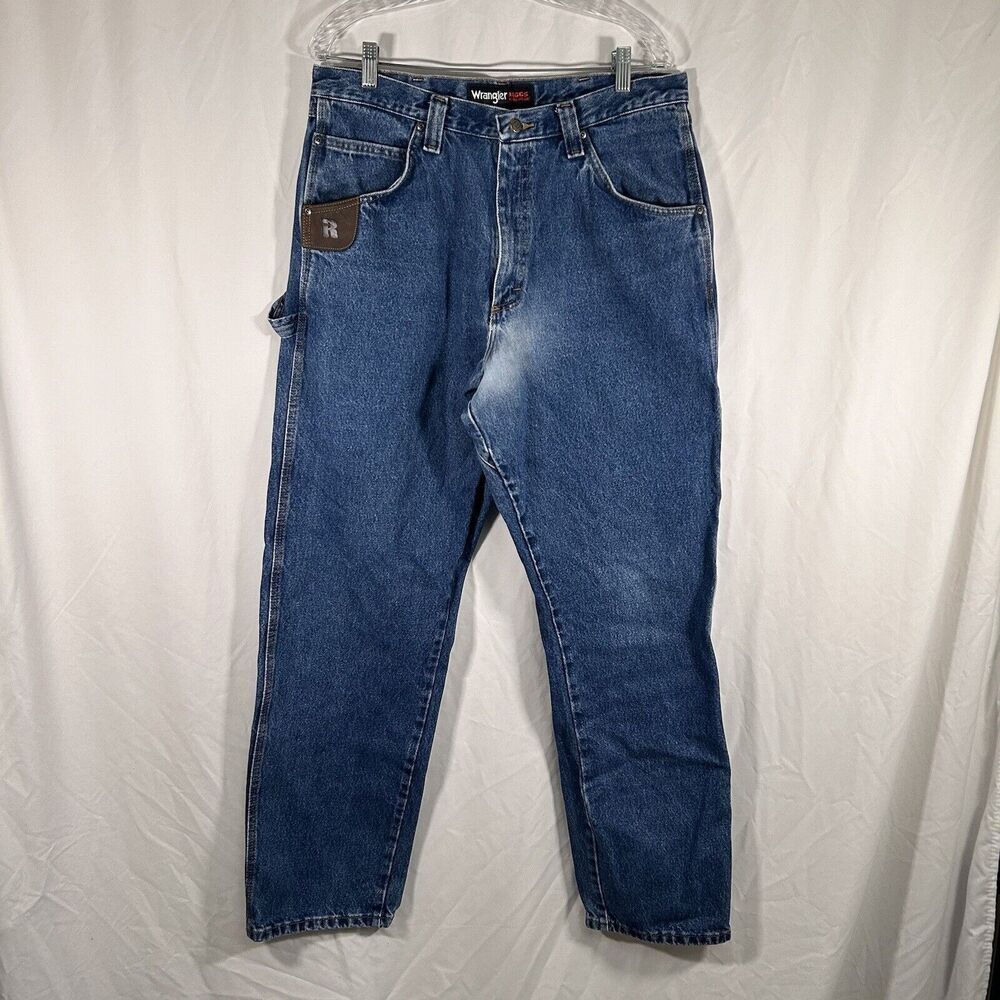 Wrangler Riggs Jeans Men's 36x34 Medium Wash Blue Denim Workwear 100% Cotton